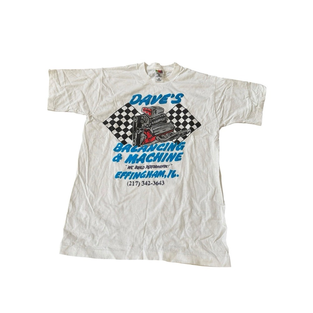 VTG Dave's Balancing & Machine T Shirt M Effingham IL Racing Hot Rod USA Car Guy